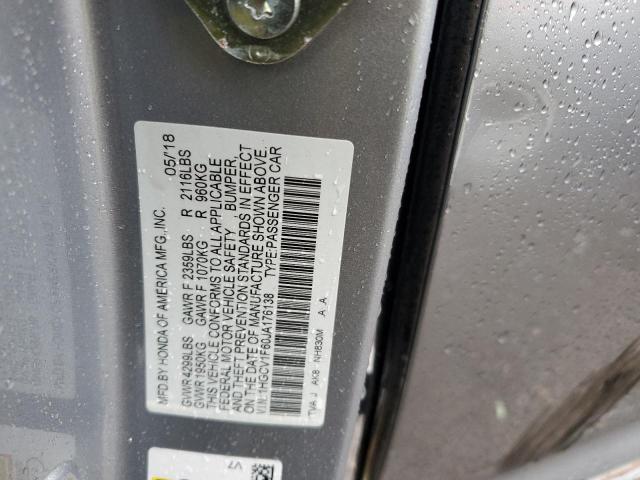 1HGCV1F60JA176138 - 2018 HONDA ACCORD EXL SILVER photo 12