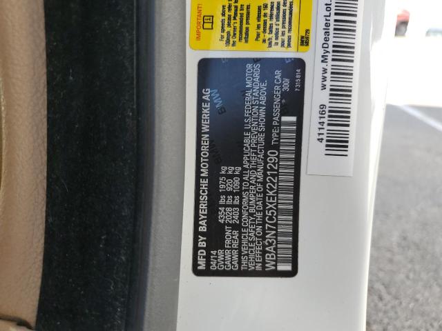 WBA3N7C5XEK221290 - 2014 BMW 428 I WHITE photo 12