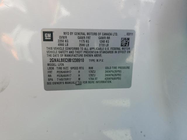 2GNALBEC9B1238910 - 2011 CHEVROLET EQUINOX LS 白色 照片 12