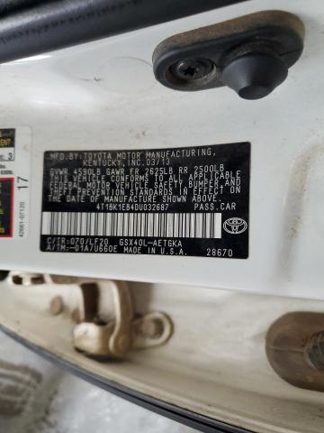 4T1BK1EB4DU032687 - 2013 TOYOTA AVALON BASE أبيض صورة 12