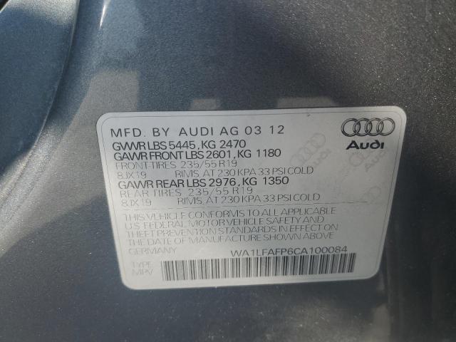 WA1LFAFP6CA100084 - 2012 AUDI Q5 PREMIUM PLUS GRAY photo 12