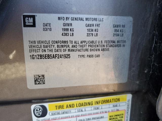 1G1ZB5EB5AF241925 - 2010 CHEV MALIBU LS GRAY photo 12