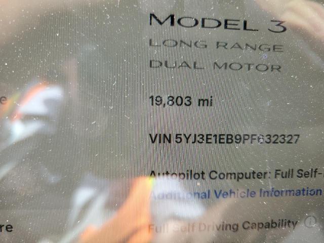 5YJ3E1EB9PF632327 - 2023 TESLA MODEL 3 Blanc photo 9