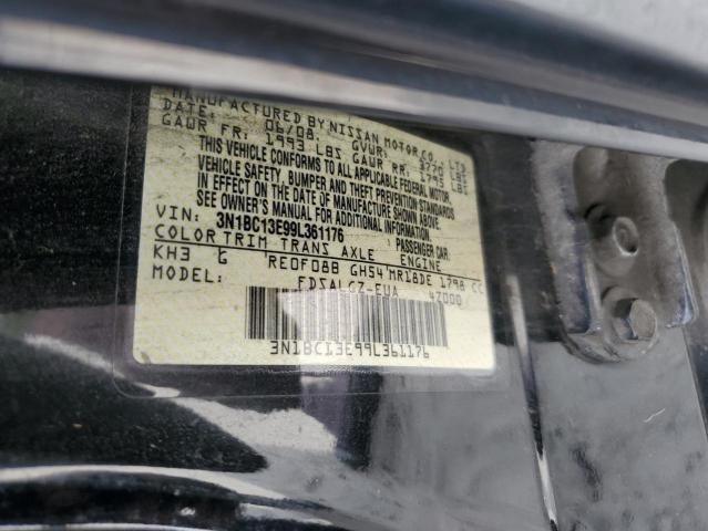 3N1BC13E99L361176 - 2009 NISSAN VERSA S BLACK photo 13