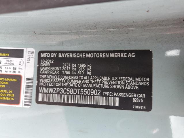 WMWZP3C58DT550902 - 2013 MINI COOPER S فيروزي صورة 12