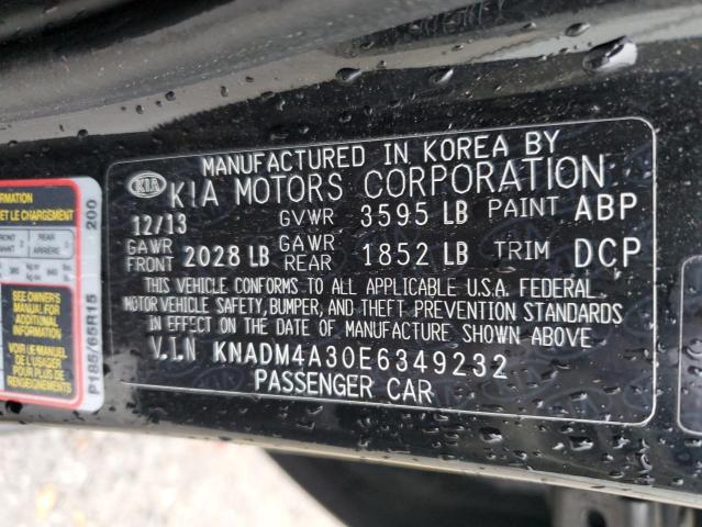 KNADM4A30E6349232 - 2014 KIA RIO LX BLACK photo 12