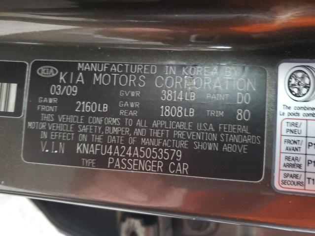 KNAFU4A24A5053579 - 2010 KIA FORTE EX GRAY photo 12