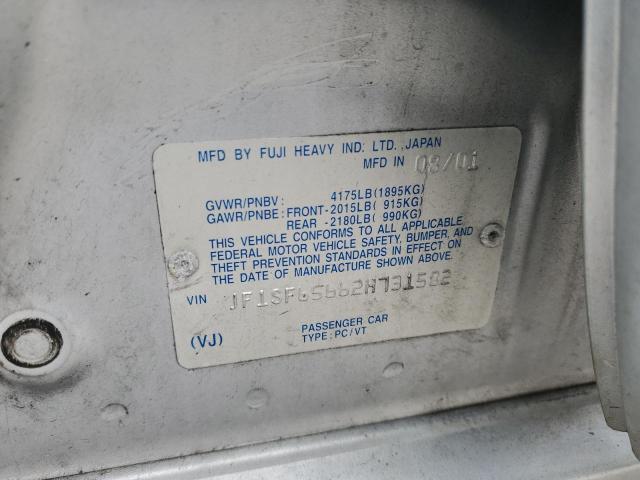 JF1SF65662H731582 - 2002 SUBARU FORESTER S SILVER photo 12