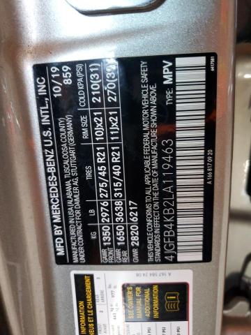 4JGFB4KB2LA119463 - 2020 MERCEDES-BENZ GLE 350 4MATIC GRAY photo 12