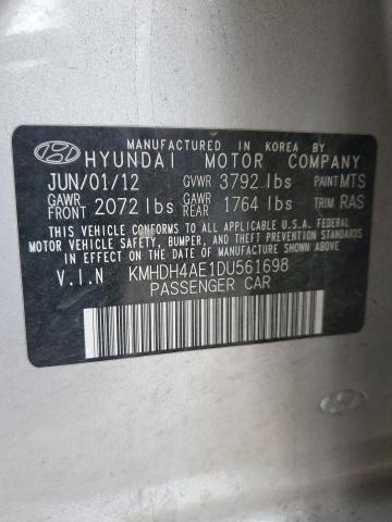 KMHDH4AE1DU561698 - 2013 HYUNDAI ELANTRA GLS SILVER photo 13