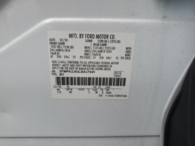 2FMPK3J93LBA57945 - 2020 FORD EDGE SEL Blanco foto 13