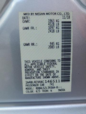 1N4BL4CVXKC146511 - 2019 NISSAN ALTIMA SR Серебристый фото 13