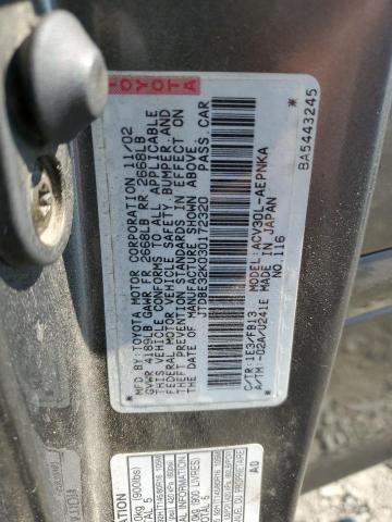 JTDBE32K030172320 - 2003 TOYOTA CAMRY LE Grau Foto 13