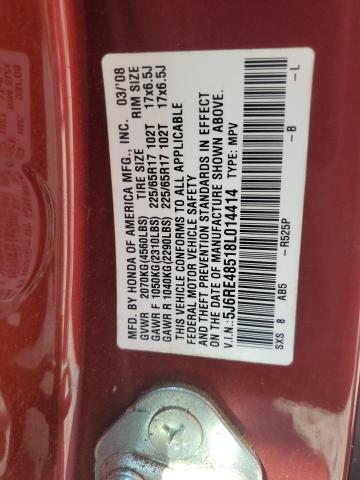 5J6RE48518L014414 - 2008 HONDA CR-V EX MAROON photo 13