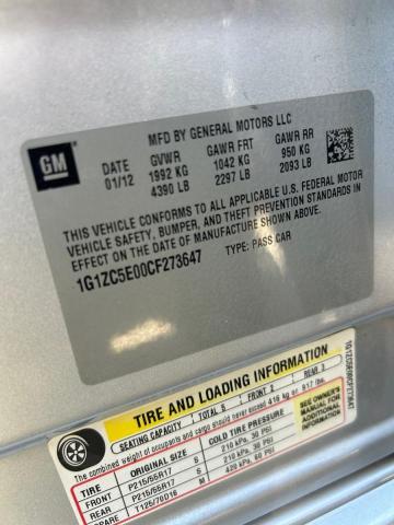 1G1ZC5E00CF273647 - 2012 CHEV MALIBU 1LT GRAY photo 10