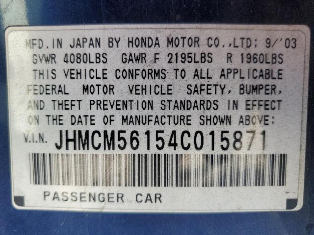 JHMCM56154C015871 - 2004 HONDA ACCORD DX BLUE photo 13