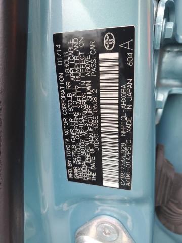 JTDKDTB38E1060812 - 2014 TOYOTA PRIUS C BLUE photo 12