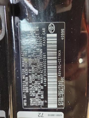 4T4BF3EK6AR002981 - 2010 TOYOTA CAMRY BASE BLACK photo 13