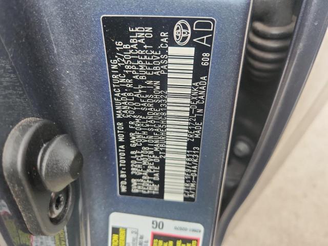 2T1BURHE5HC813322 - 2017 TOYOTA COROLLA L BLUE photo 12