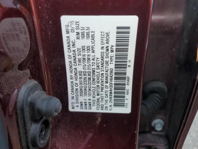 2HKRM4H30FH642960 - 2015 HONDA CR-V LX RED photo 12