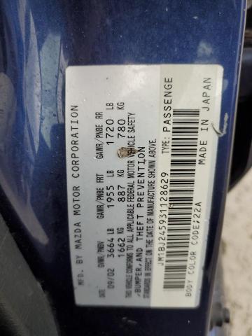 JM1BJ245931128629 - 2003 MAZDA PROTEGE PR5 蓝色 照片 12