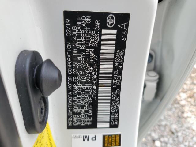 JTNK4RBEXK3045177 - 2019 TOYOTA COROLLA SE 白色 照片 12