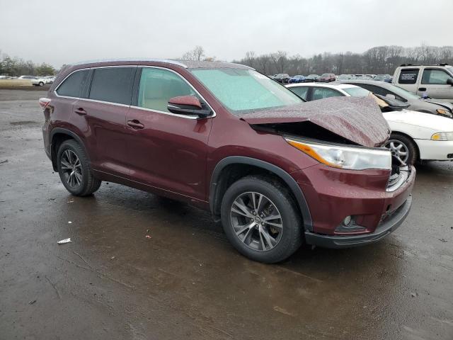 5TDJKRFHXGS314343 - 2016 TOYOTA HIGHLANDER XLE MAROON photo 4