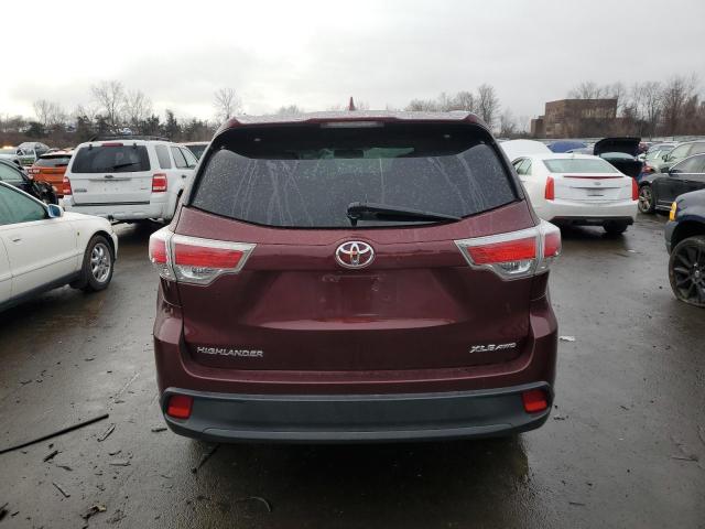 5TDJKRFHXGS314343 - 2016 TOYOTA HIGHLANDER XLE MAROON photo 6