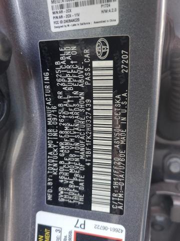 4T1BF1FK2HU327439 - 2017 TOYOTA CAMRY LE GRAY photo 12