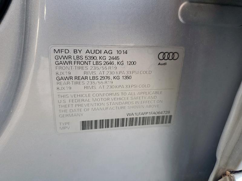 WA1LFAFP1FA064728 - 2015 AUDI Q5 PREMIUM PLUS SILVER photo 12