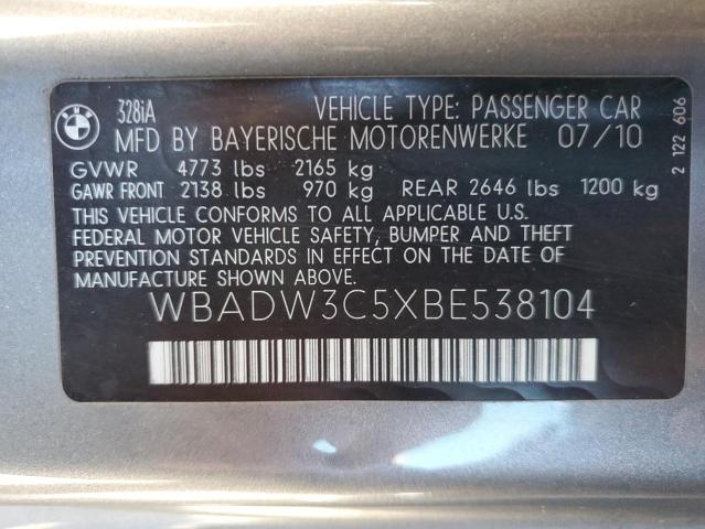 WBADW3C5XBE538104 - 2011 BMW 328 I SILVER photo 13