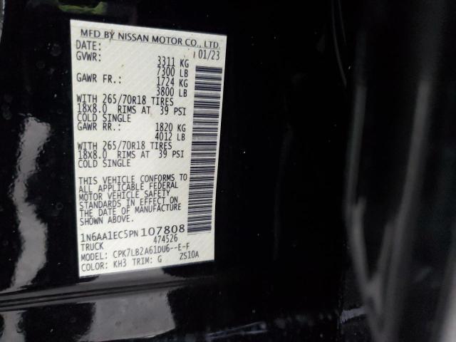 1N6AA1EC5PN107808 - 2023 NISSAN TITAN S BLACK photo 13