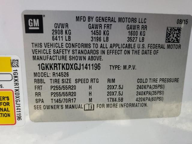 1GKKRTKDXGJ141196 - 2016 GMC ACADIA DENALI WHITE photo 13