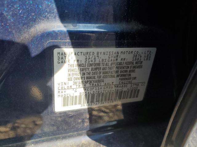 3N1AB7AP3KY448974 - 2019 NISSAN SENTRA S Синій фото 13