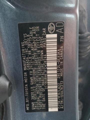 2T1BURHE3FC458244 - 2015 TOYOTA COROLLA L GRAY photo 12