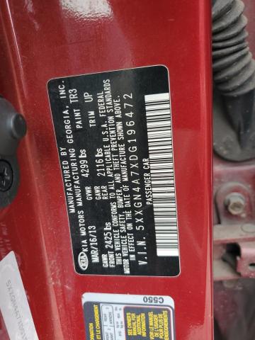 5XXGN4A7XDG196472 - 2013 KIA OPTIMA EX RED photo 12