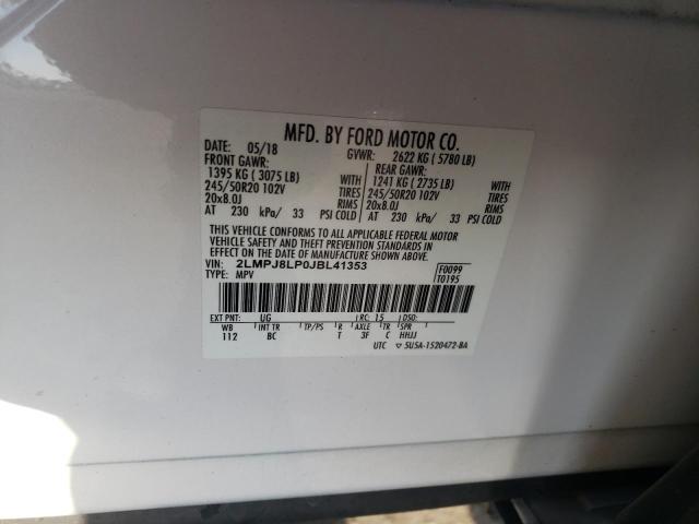 2LMPJ8LP0JBL41353 - 2018 LINCOLN MKX RESERVE أبيض صورة 14