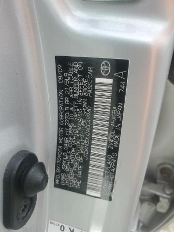 JTDKN3DU2A0049940 - 2010 TOYOTA PRIUS SILVER photo 12