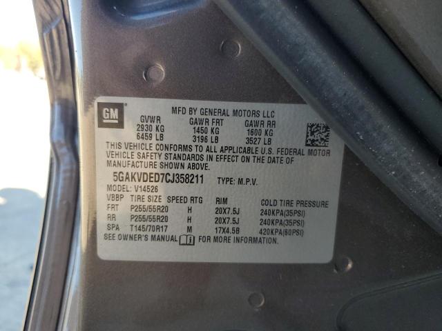5GAKVDED7CJ358211 - 2012 BUICK ENCLAVE GRAY photo 13