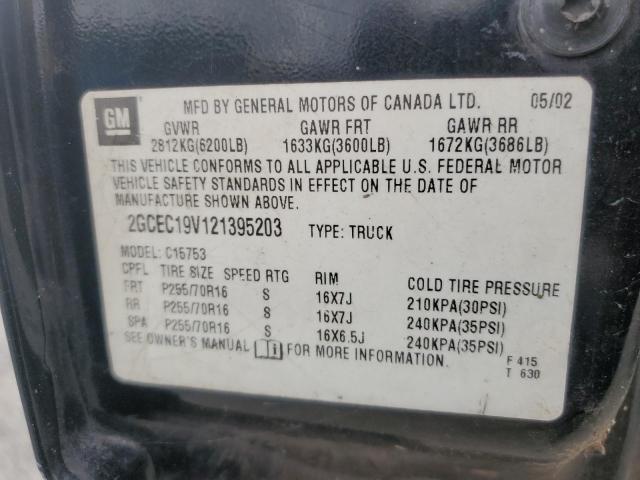 2GCEC19V121395203 - 2002 CHEVROLET SILVERADO C1500 黑色 照片 12