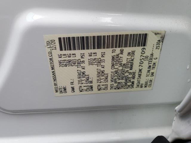 5N1AT3AB1MC705709 - 2021 NISSAN ROGUE S თეთრი ფოტო 13