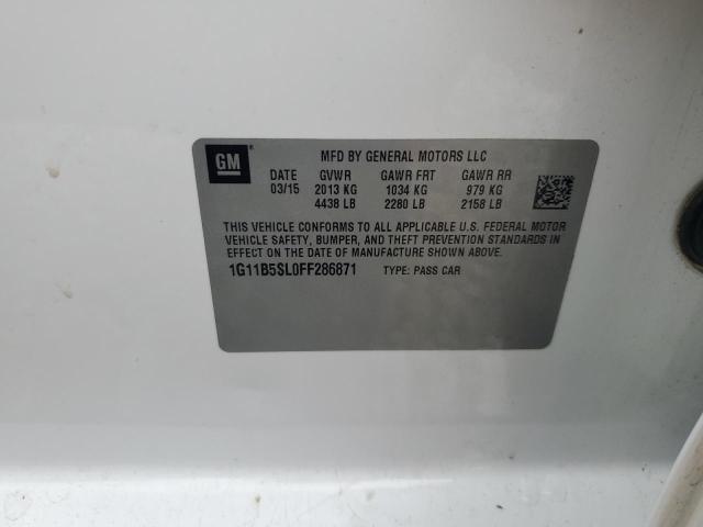 1G11B5SL0FF286871 - 2015 CHEVROLET MALIBU LS Սպիտակ լուսանկար 12