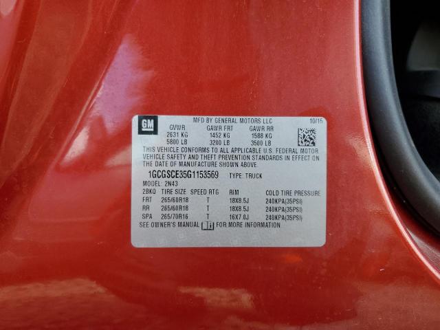 1GCGSCE35G1153569 - 2016 CHEVROLET COLORADO LT RED photo 13