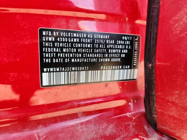 WVWDM7AJ2CW030477 - 2012 VOLKSWAGEN GOLF Rot Foto 12