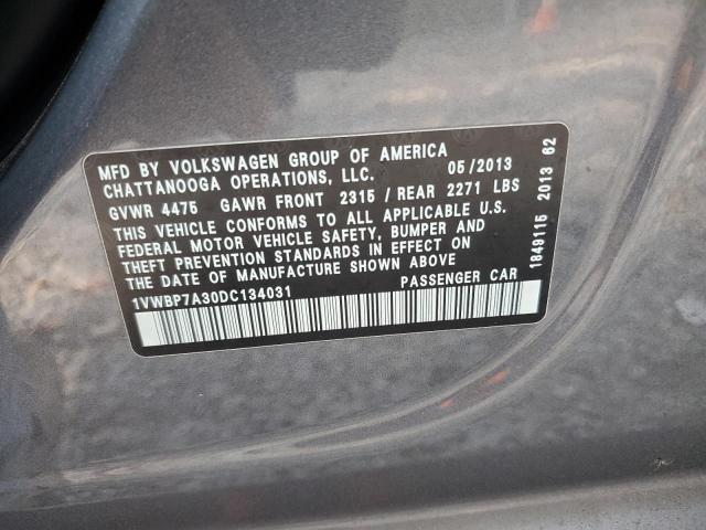 1VWBP7A30DC134031 - 2013 VOLKSWAGEN PASSAT SE Boz foto 12