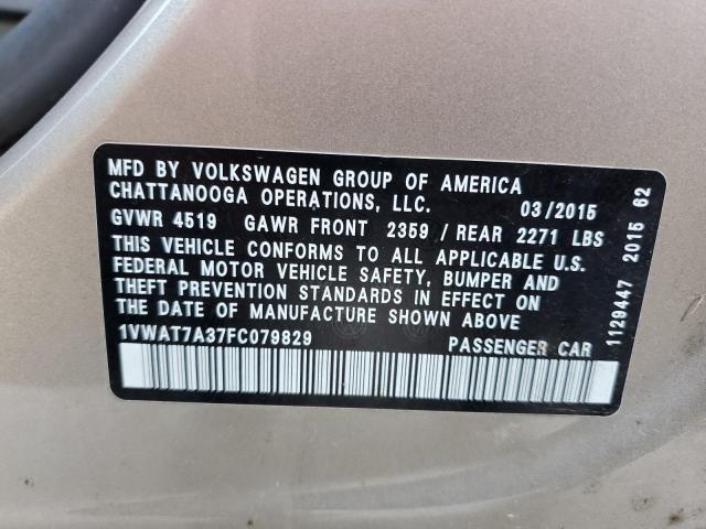 1VWAT7A37FC079829 - 2015 VOLKSWAGEN PASSAT S GOLD photo 12