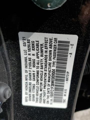 19XFC1F38ME009504 - 2021 HONDA CIVIC EX BLACK photo 12