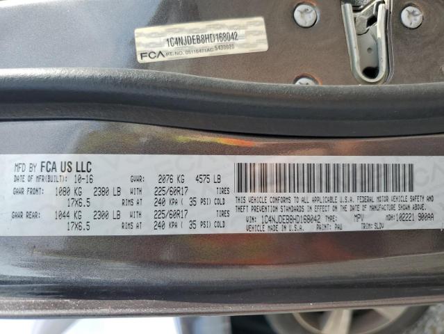 1C4NJDEB8HD168042 - 2017 JEEP COMPASS LATITUDE GRAY photo 14