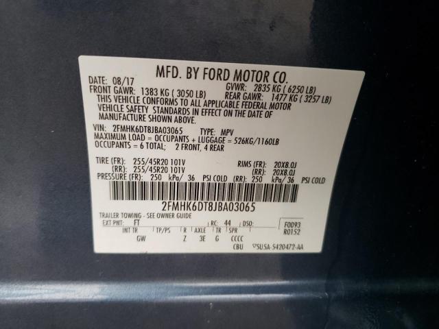 2FMHK6DT8JBA03065 - 2018 FORD FLEX LIMITED 蓝色 照片 13