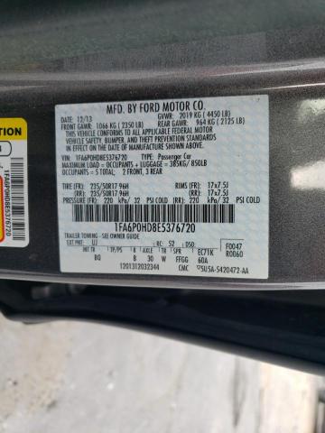 1FA6P0HD8E5376720 - 2014 FORD FUSION SE GRAY photo 12